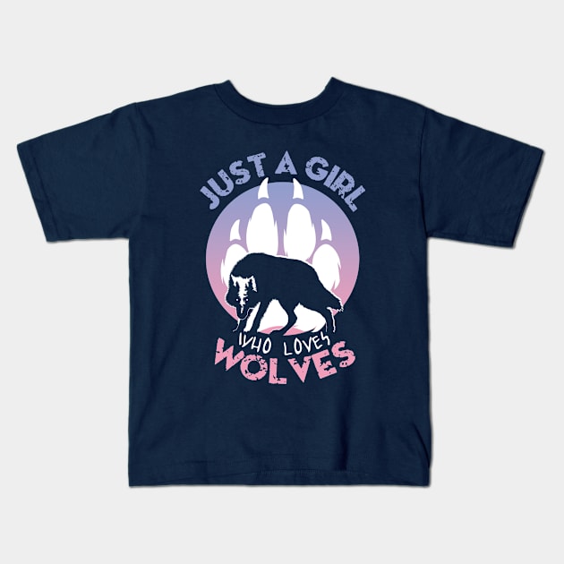 Just a girl who loves wolves Kids T-Shirt by TMBTM